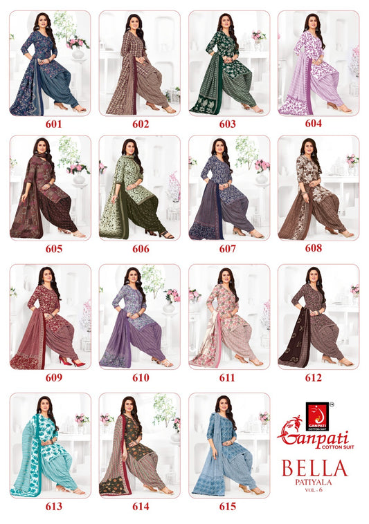 Bella Patiyala Vol 6 Ganpati Cotton Salwar Suits Wholesale Price