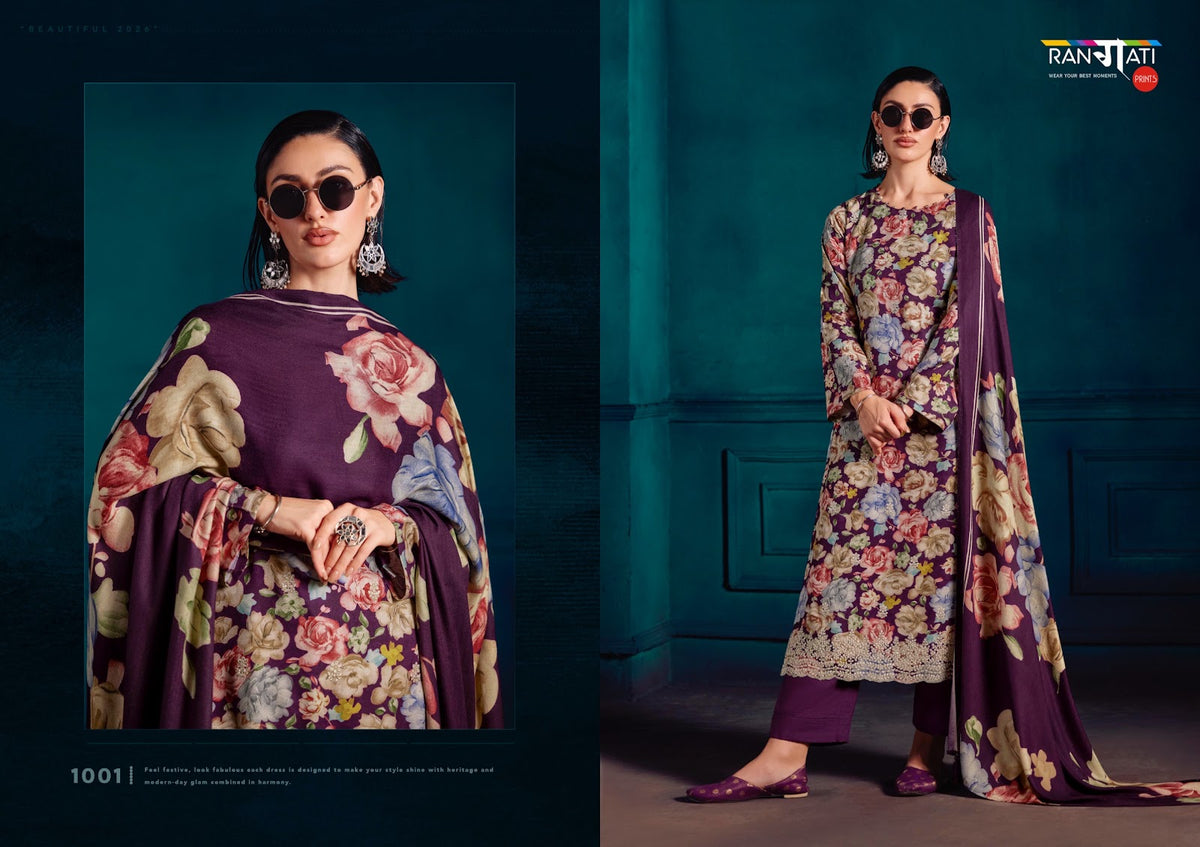 Bella Rangati Prints Pashmina Suits Wholesale