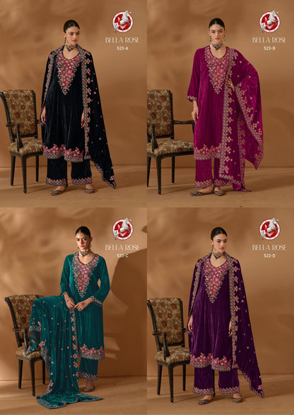 Bella Rose Vivek Crush Velvet Suits Wholesaler