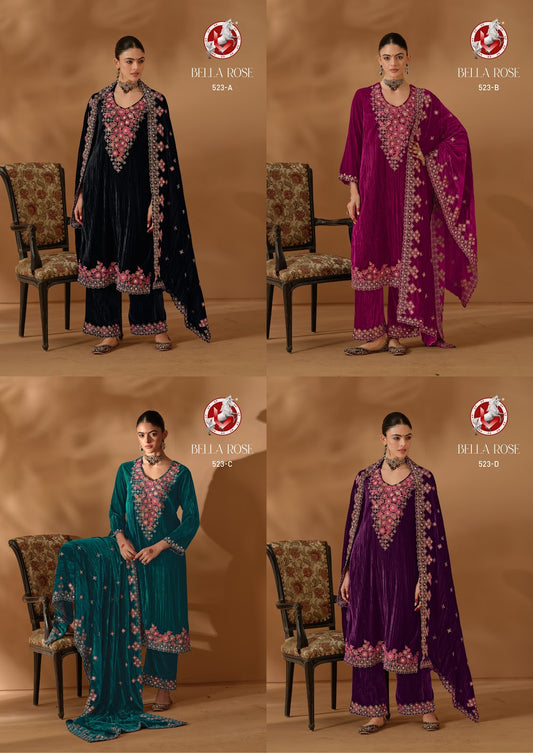 Bella Rose Vivek Crush Velvet Suits Wholesaler