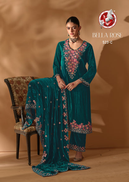 Bella Rose Vivek Crush Velvet Suits Wholesaler