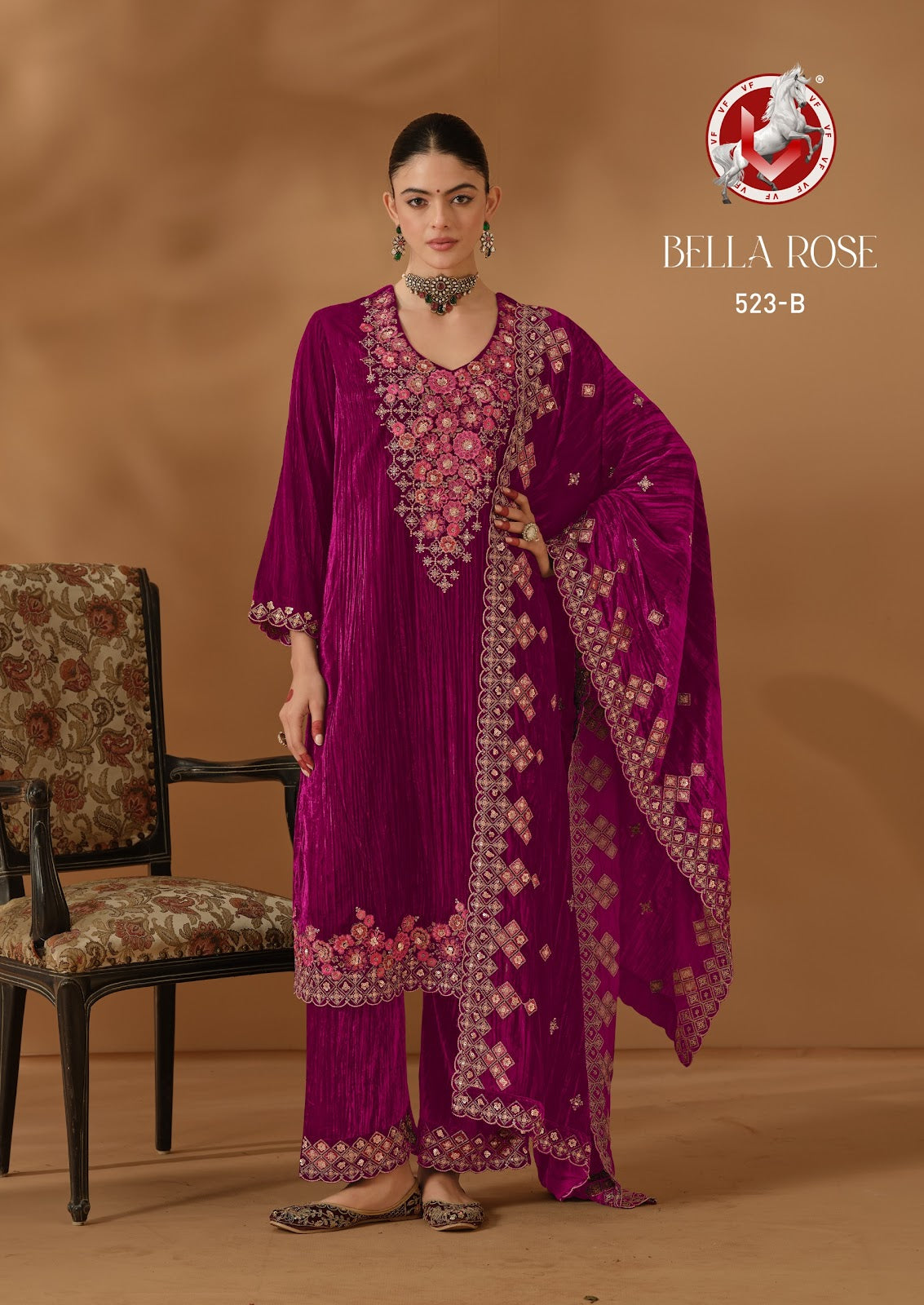 Bella Rose Vivek Crush Velvet Suits Wholesaler