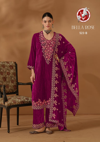 Bella Rose Vivek Crush Velvet Suits Wholesaler