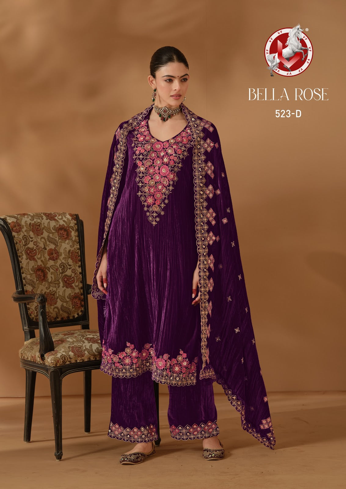 Bella Rose Vivek Crush Velvet Suits Wholesaler