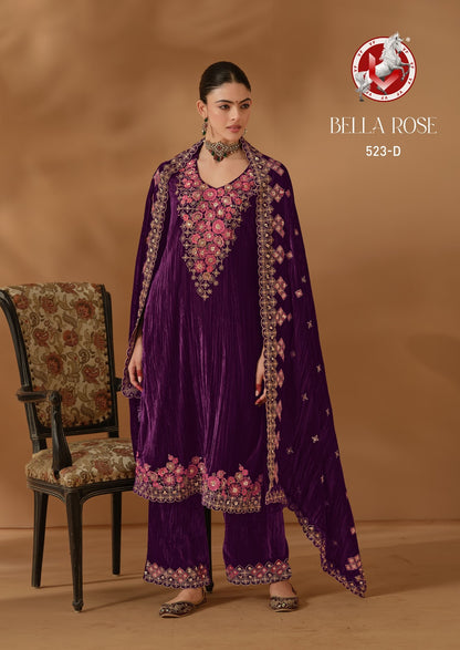 Bella Rose Vivek Crush Velvet Suits Wholesaler
