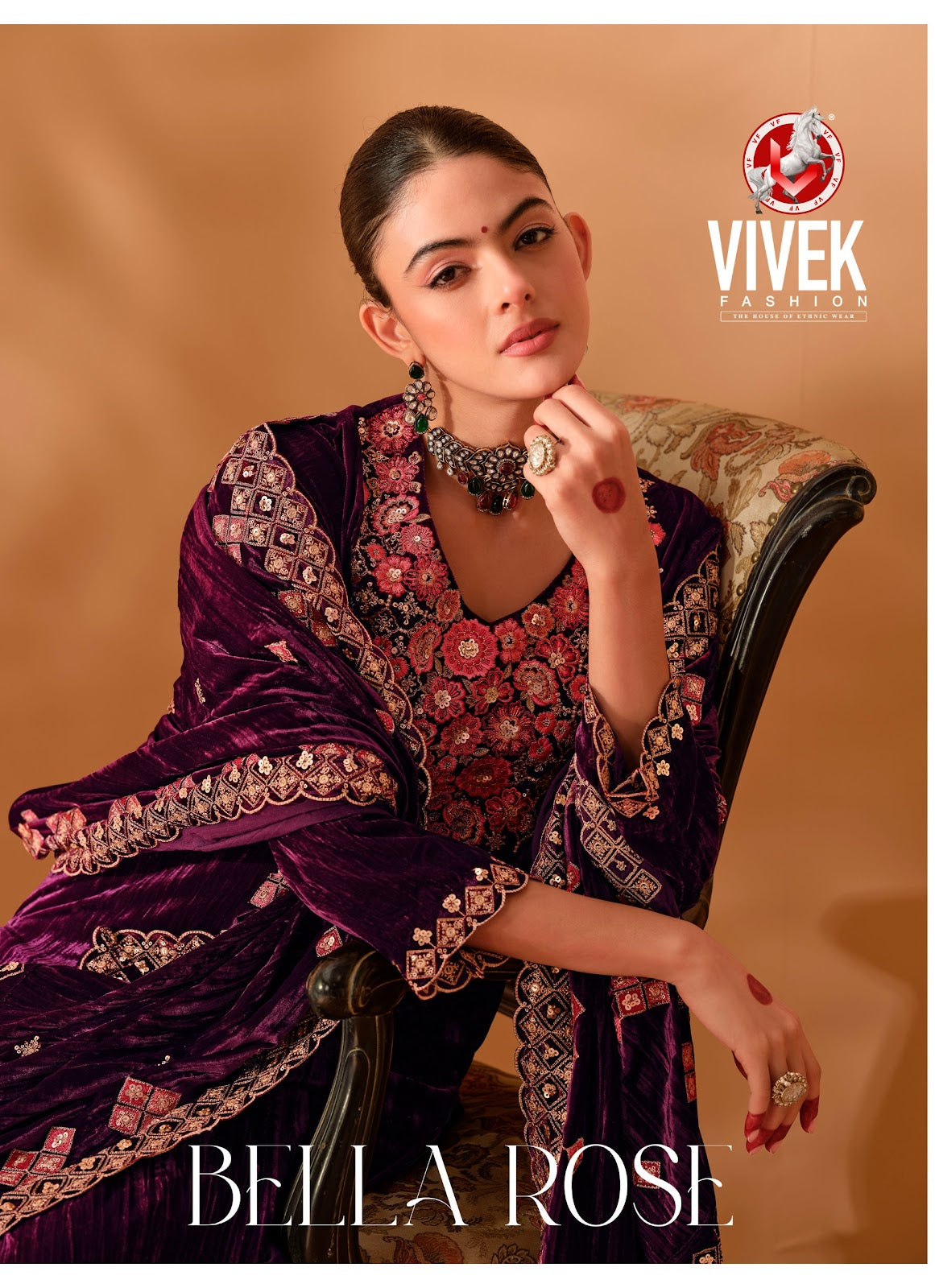 Bella Rose Vivek Crush Velvet Suits Wholesaler