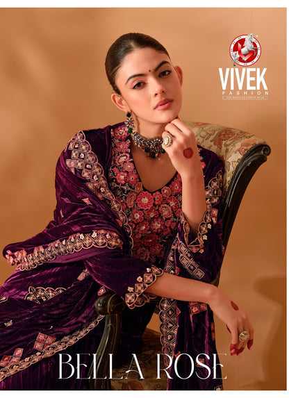 Bella Rose Vivek Crush Velvet Suits Wholesaler