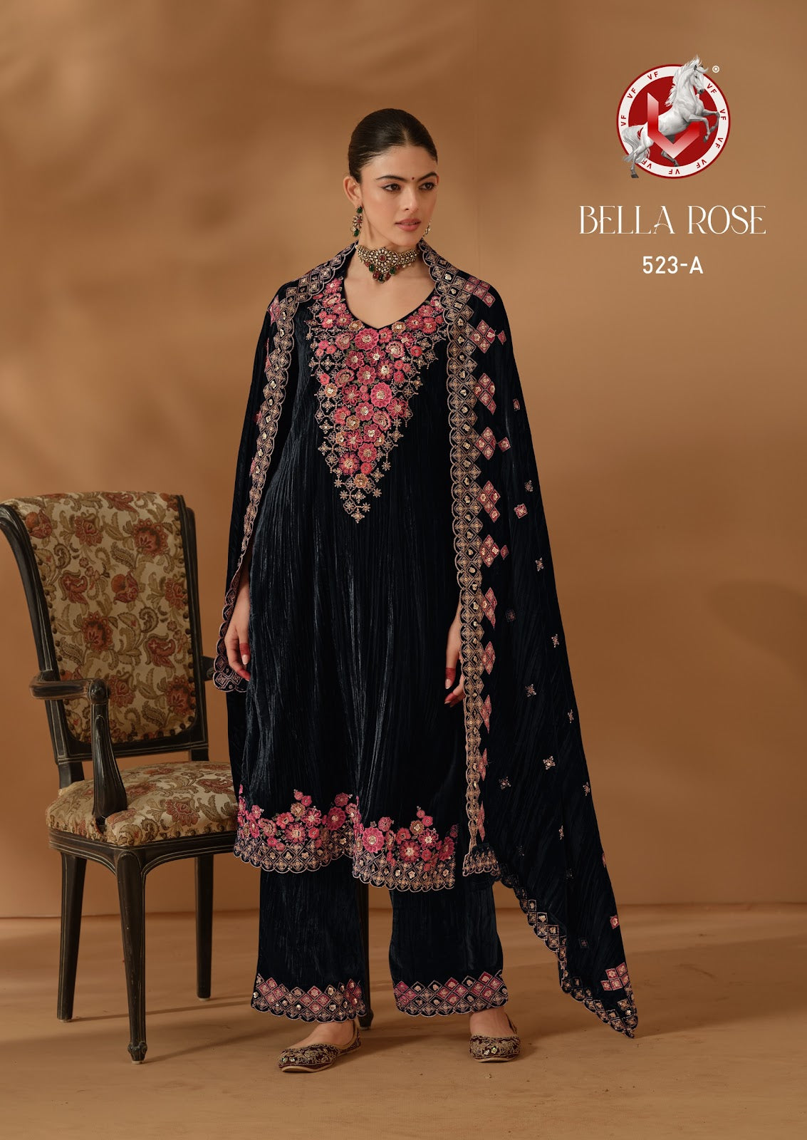 Bella Rose Vivek Crush Velvet Suits Wholesaler