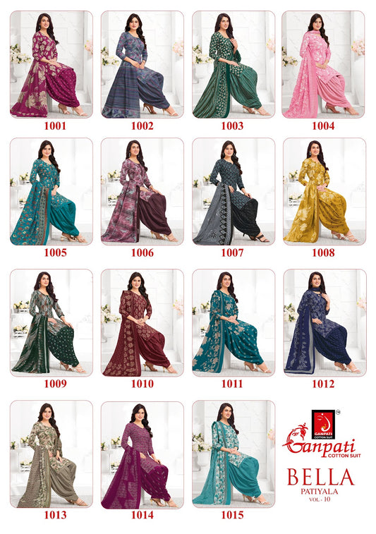 Bella Vol 10 Ganpati Readymade Cotton Patiyala Suits Exporter