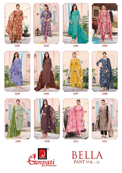 Bella Vol 11 Ganpati Readymade Cotton Pant Suits Exporter