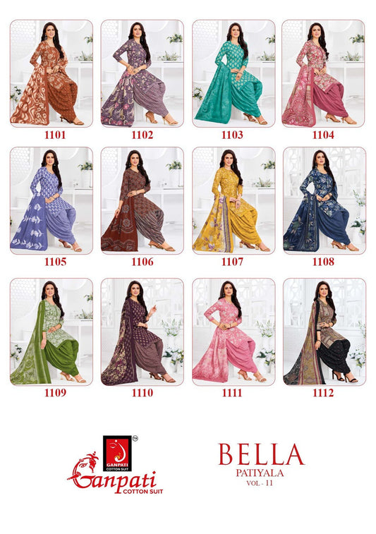Bella Vol 11 Ganpati Readymade Cotton Patiyala Suits Exporter