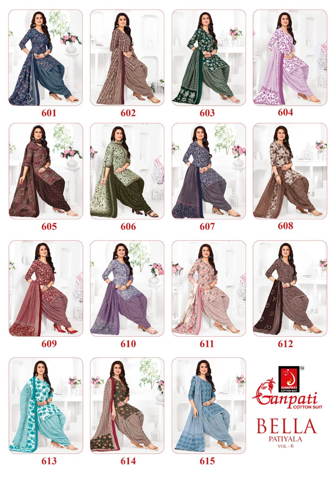 Bella Vol 6 Ganpati Cotton Readymade Patiyala Suits Supplier India