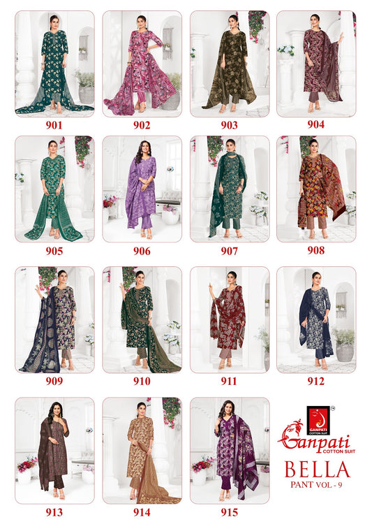 Bella Vol 9 Ganpati Cotton Pant Style Suits Wholesale