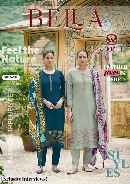 Bella Woodee Rayon Readymade Pant Style Suits Exporter Gujarat