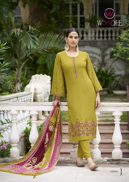 Bella Woodee Rayon Readymade Pant Style Suits Exporter Gujarat