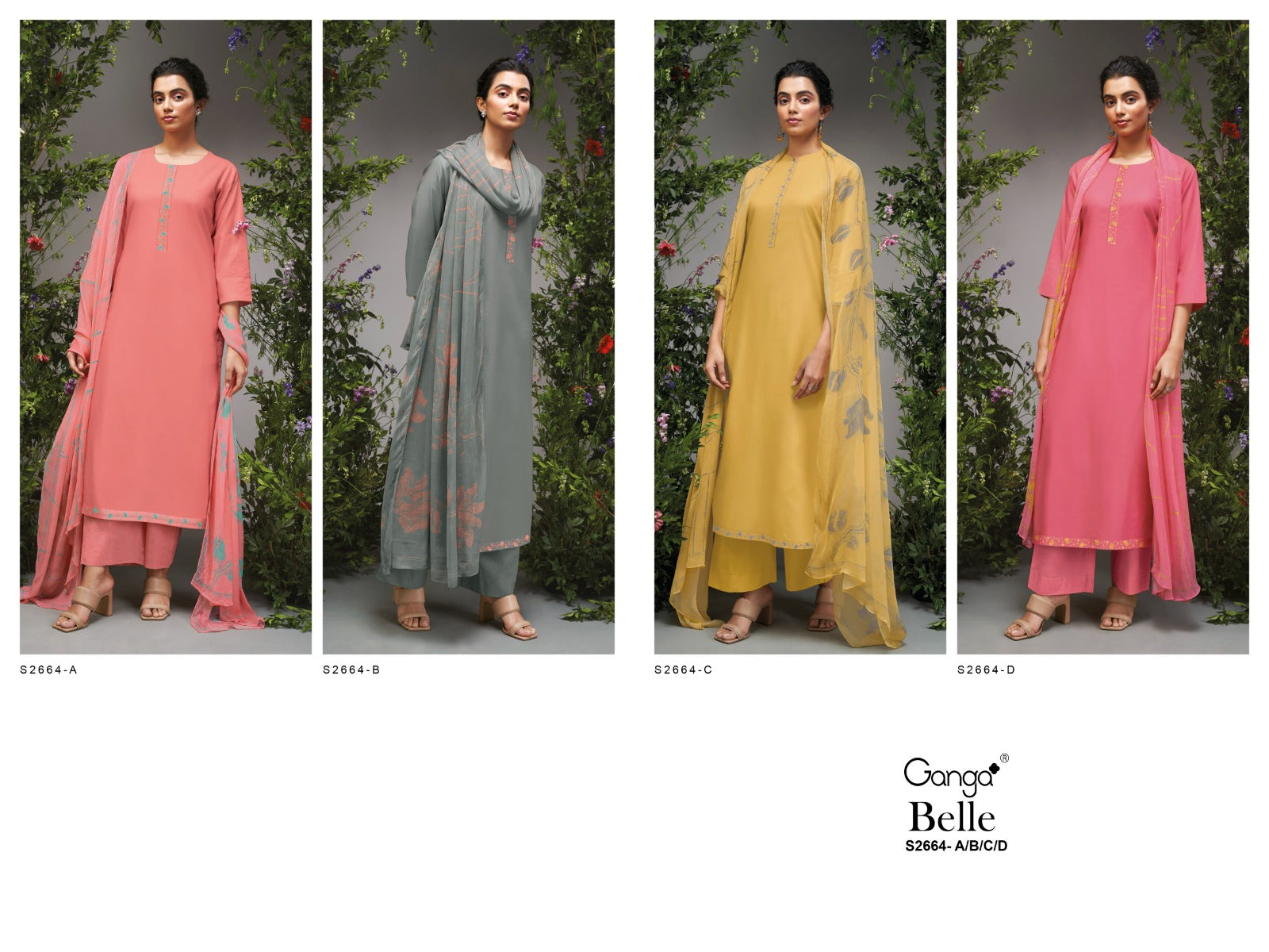 Belle 2664 Ganga Premium Cotton Plazzo Style Suits Manufacturer Ahmedabad