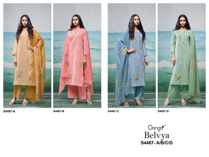 Belvya 4487 Ganga Cotton Pant Style Suits Wholesale