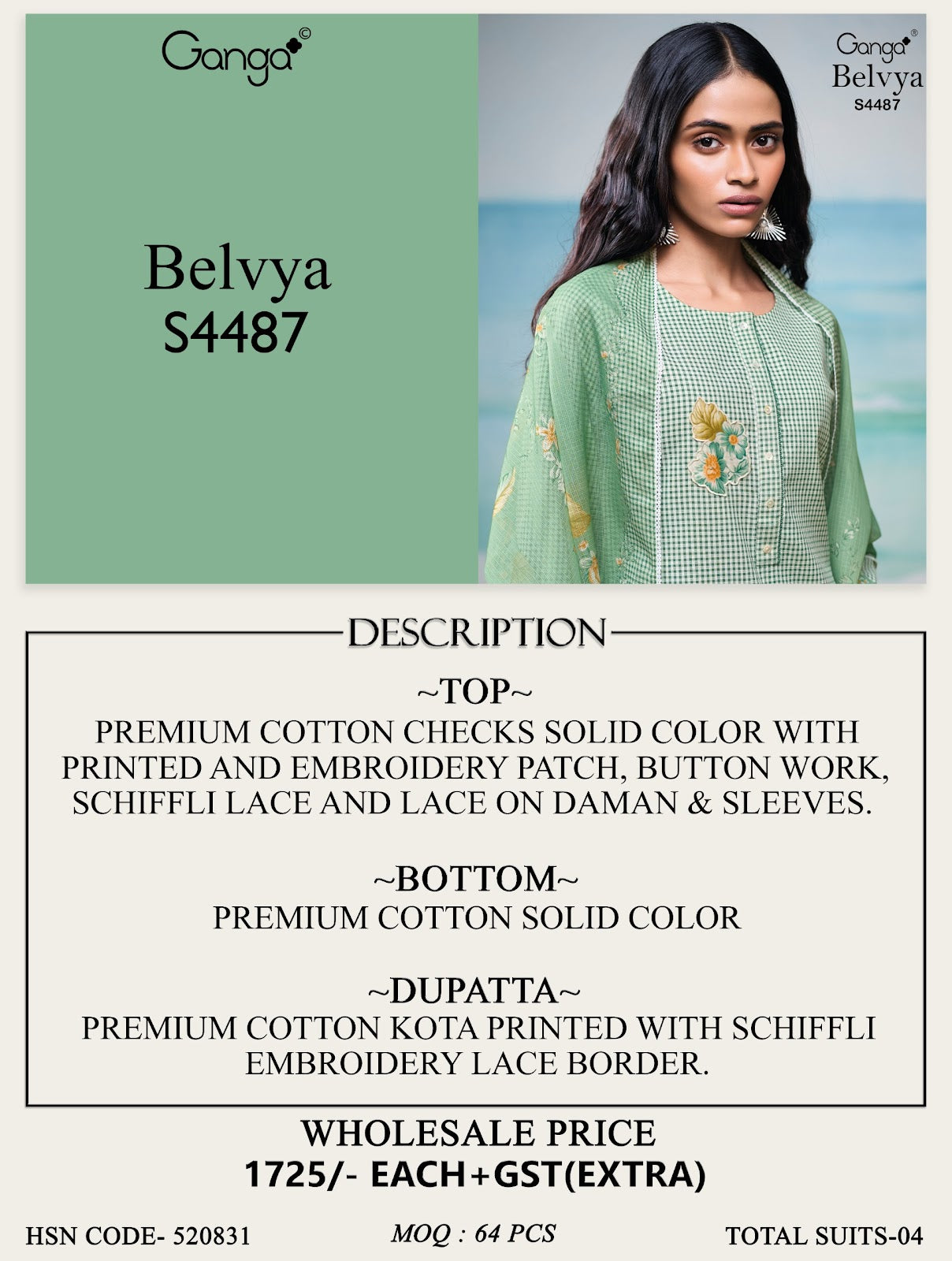 Belvya 4487 Ganga Cotton Pant Style Suits Wholesale