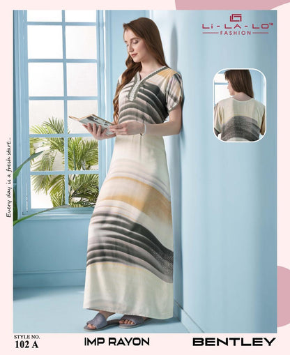 Bentley Lichi Rayon Night Gowns Exporter