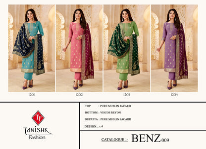 Benz 009 Tanishk Fashion Pure Muslin Pant Style Suits Supplier India