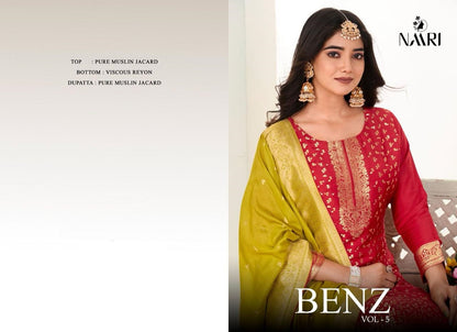 Benz Vol 5 Naari Muslin Jacquard Pant Style Suits Wholesale Price