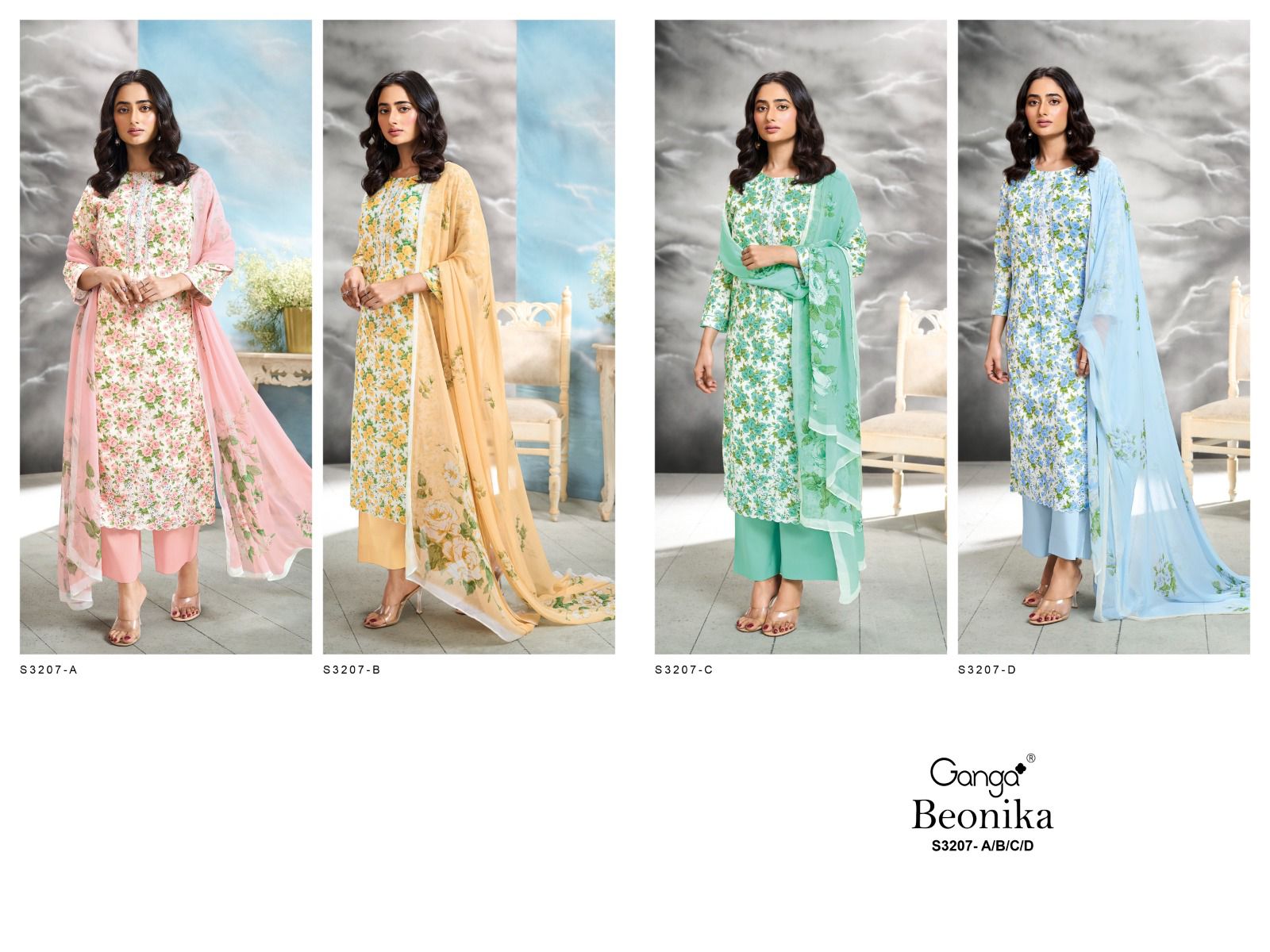 Beonika S3207 Ganga Cotton Plazzo Style Suits Supplier Gujarat