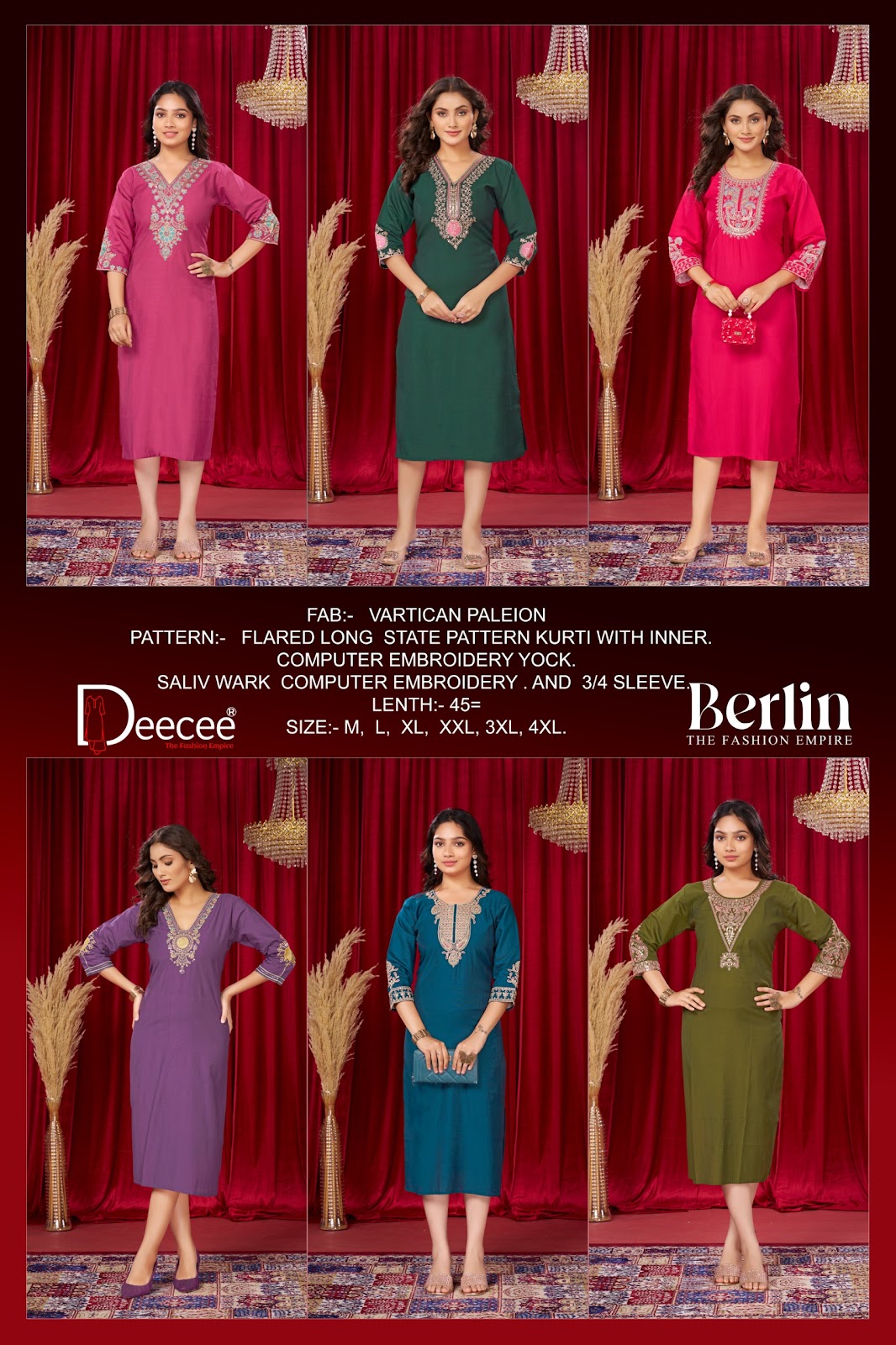 Berlin Deecee Vatican Straight Cut Kurtis Wholesaler Ahmedabad