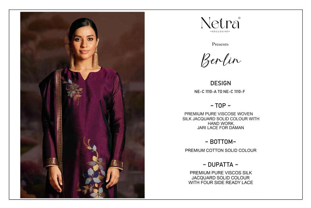 Berlin Netra Premium Viscose Pant Style Suits Wholesale