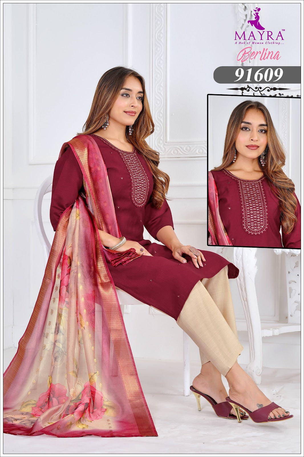 Berlina Mayra Silk Readymade Pant Style Suits Exporter Ahmedabad