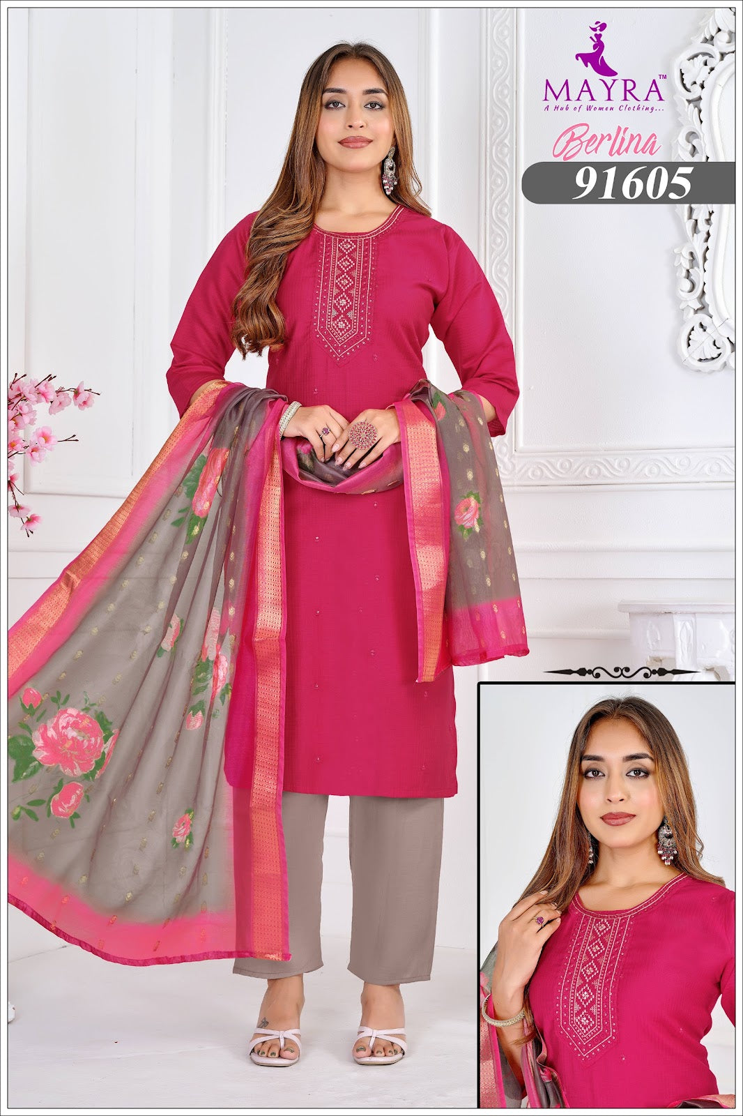 Berlina Mayra Silk Readymade Pant Style Suits Exporter Ahmedabad