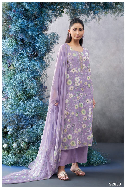 Bernila S2853 Ganga Cotton Linen Plazzo Style Suits Exporter Ahmedabad