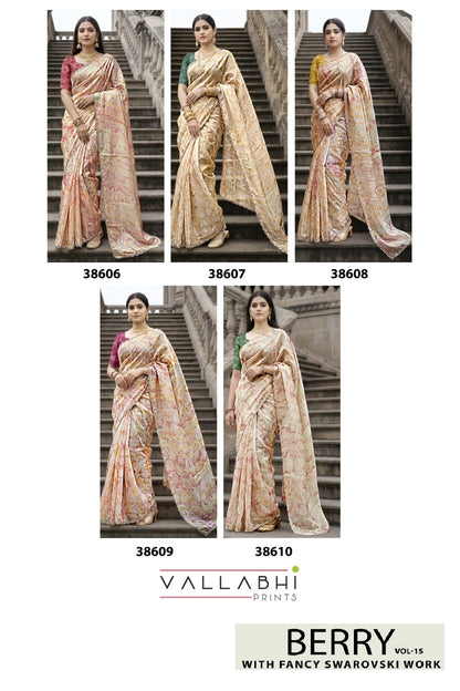 Berry Vol 15 Vallabhi Prints Sarees Wholesaler