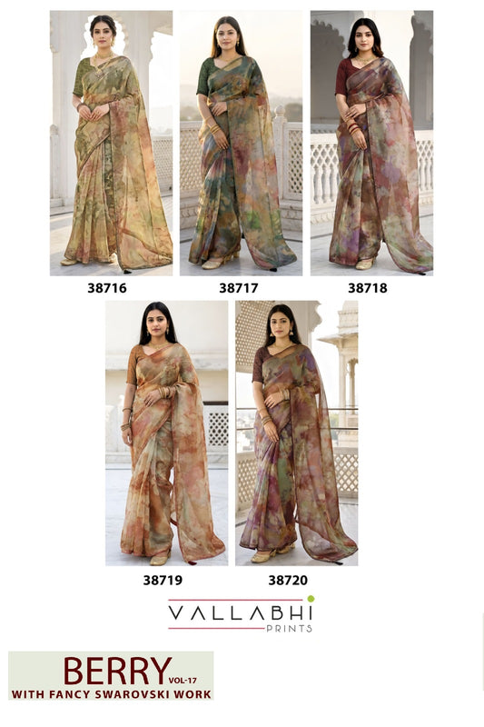 Berry Vol 17 Vallabhi Prints Satin Sarees Wholesaler Gujarat