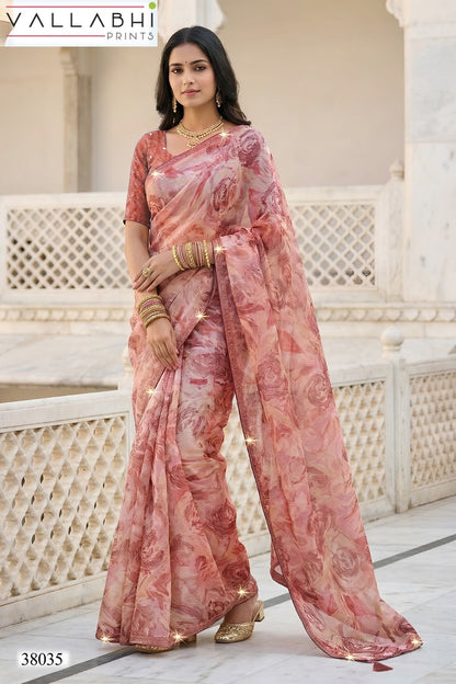Berry Vol 7 Vallabhi Prints Chiffon Sarees Wholesaler Ahmedabad