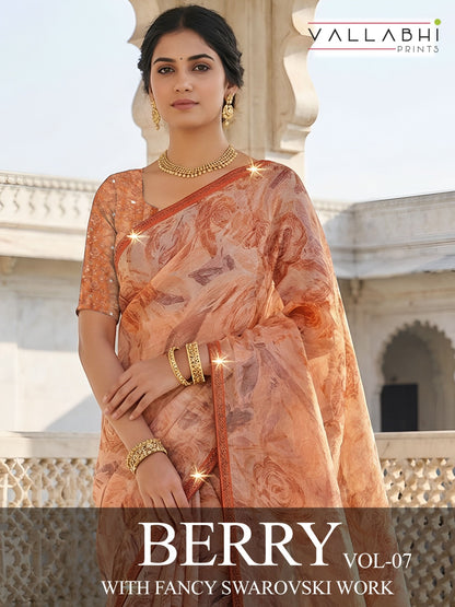 Berry Vol 7 Vallabhi Prints Chiffon Sarees Wholesaler Ahmedabad