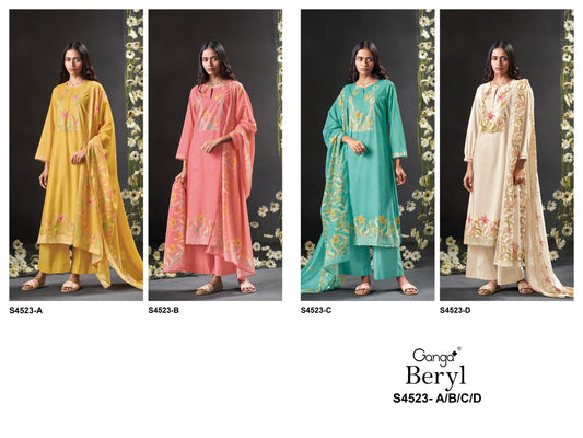 Beryl 4523 Ganga Cotton Plazzo Style Suits Supplier Ahmedabad