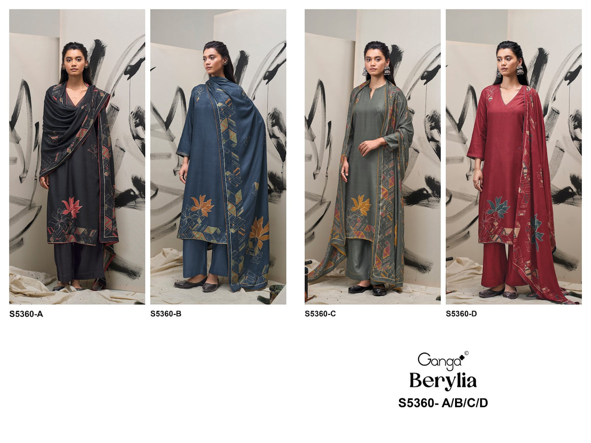 Berylia S5360 Ganga Wool Pashmina Suits Wholesaler