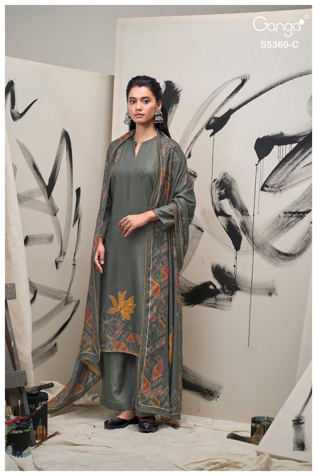 Berylia S5360 Ganga Wool Pashmina Suits Wholesaler