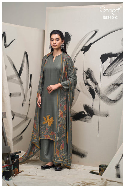 Berylia S5360 Ganga Wool Pashmina Suits Wholesaler