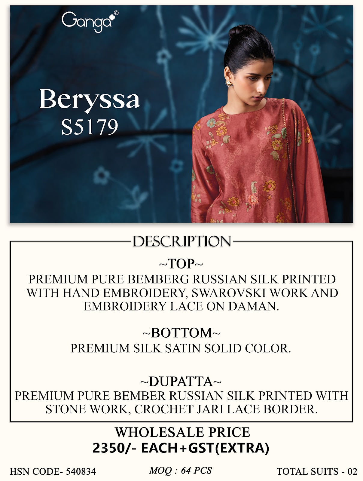 Beryssa S5179 Ganga Russian Silk Pant Style Suits Supplier India