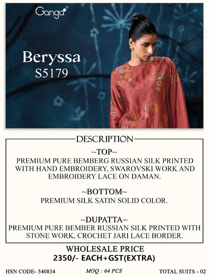 Beryssa S5179 Ganga Russian Silk Pant Style Suits Supplier India