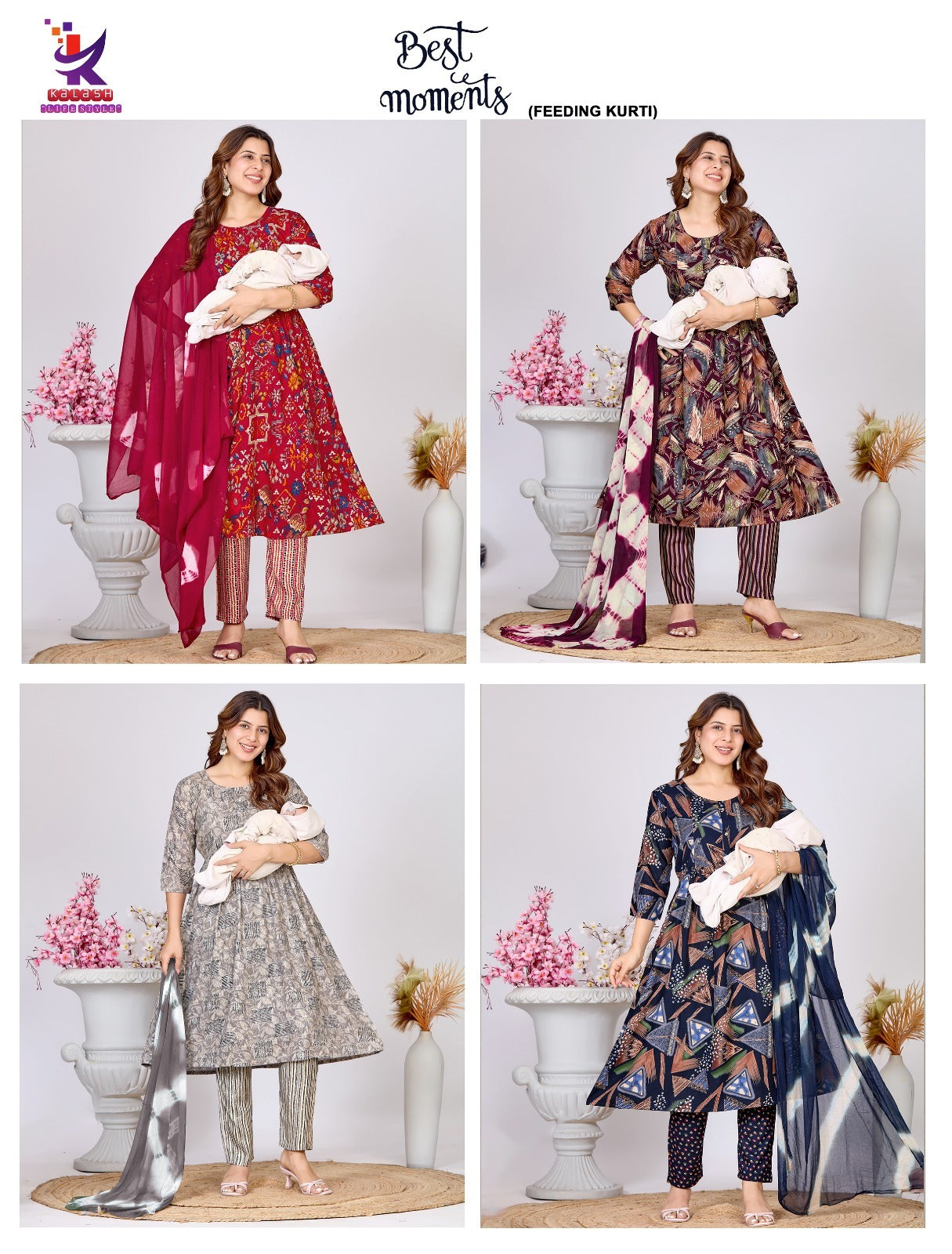 Best Moment Mlm Kalash Lifestyle Rayon 14Kg Feeding Readymade Suit Manufacturer Gujarat