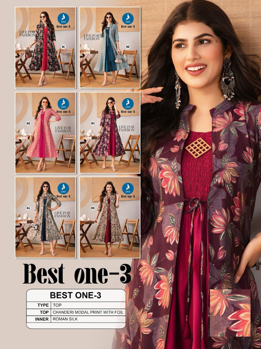 Best One 3 Kaya Chanderi Kurti Jacket Set Supplier Gujarat