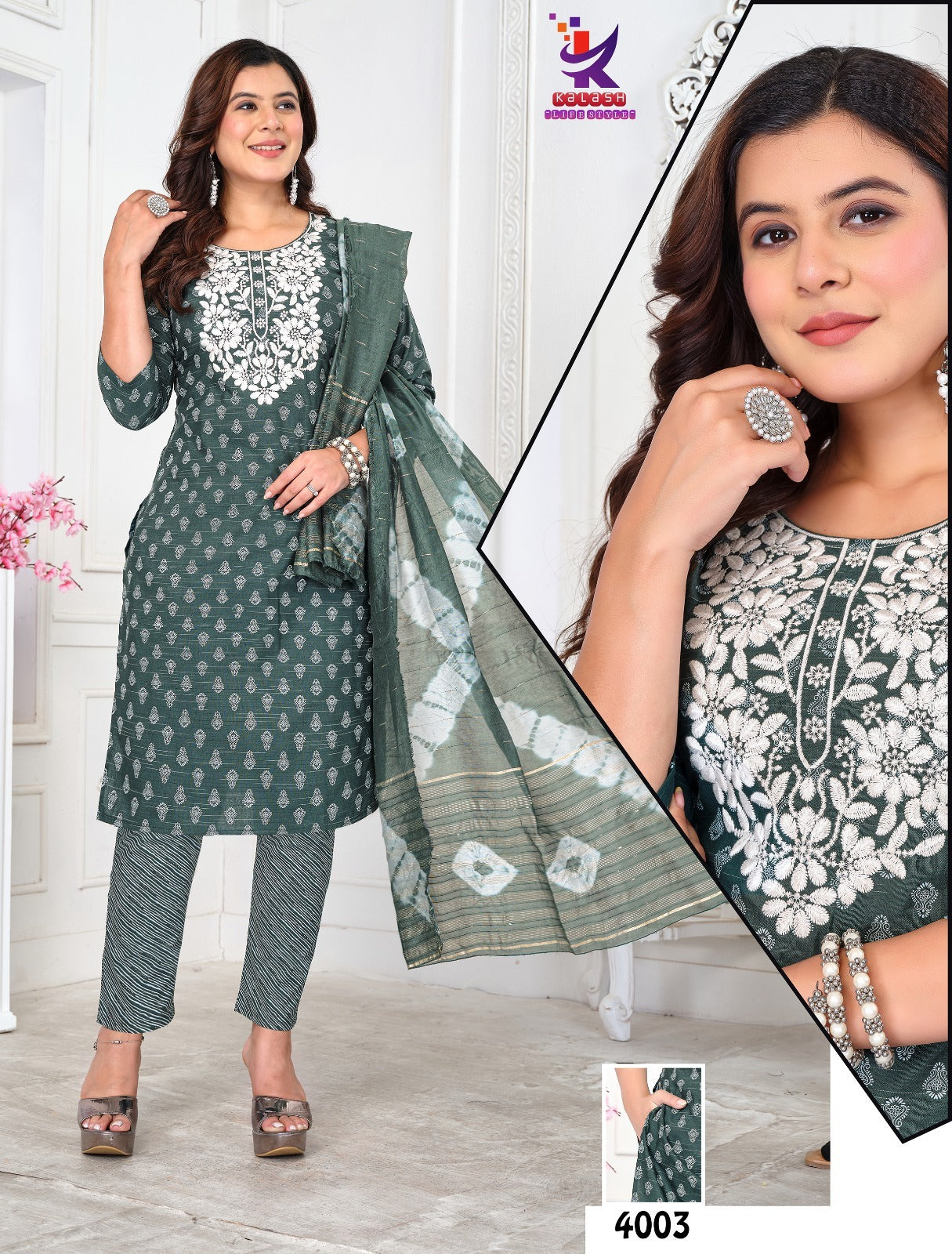 Best Style Mlm Kalash Lifestyle Khadi Cotton Readymade Pant Style Suits Wholesaler Ahmedabad