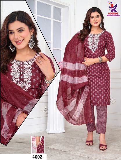 Best Style Mlm Kalash Lifestyle Khadi Cotton Readymade Pant Style Suits Wholesaler Ahmedabad