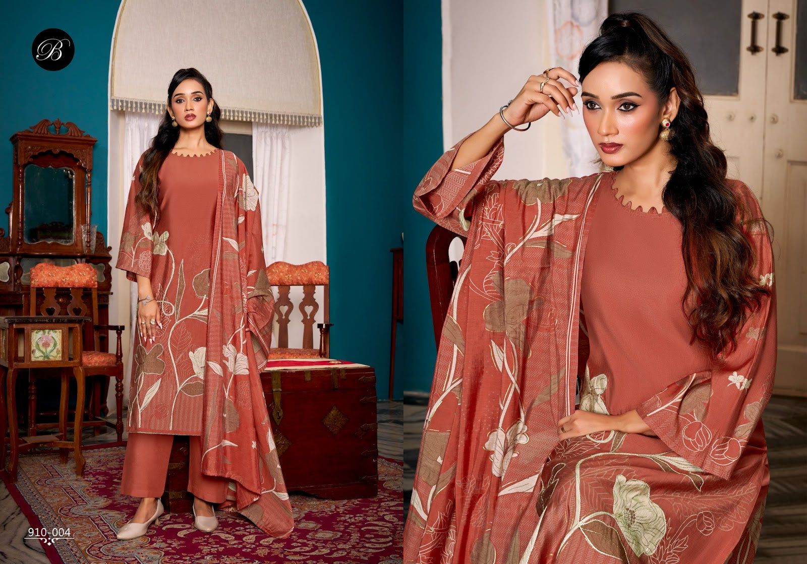 Betaab Belliza Designer Studio Viscose Muslin Karachi Salwar Suits Wholesale Rate