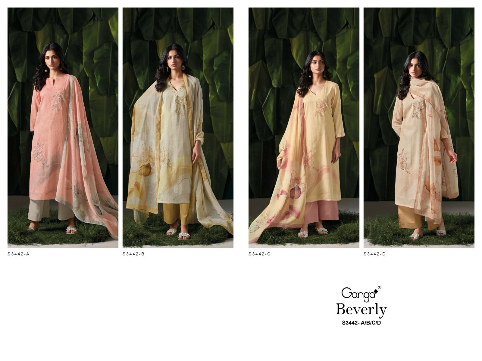 Beverly 3442 Ganga Premium Cotton Plazzo Style Suits Wholesale Price