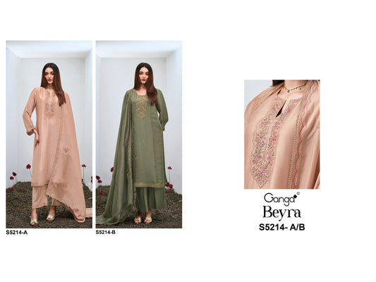 Beyra S5214 Ganga Bemberg Silk Plazzo Style Suits Wholesale Price