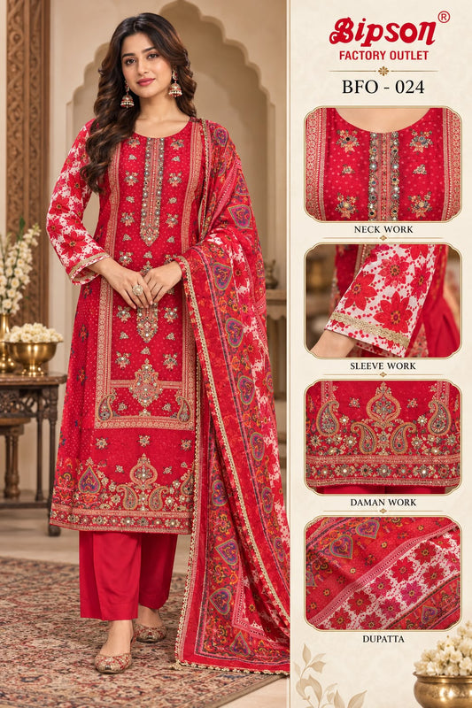 Bfo-024 Bipson Prints Silk Jacquard Pakistani Readymade Suits Supplier Gujarat