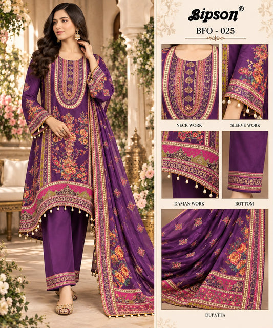 Bfo-025 Bipson Prints Natural Crape Pakistani Readymade Suits Exporter Gujarat